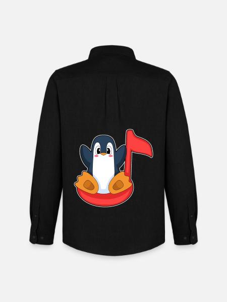 Penguin Musical Note - Men's Oxford Shirt by Stanley/Stella - black