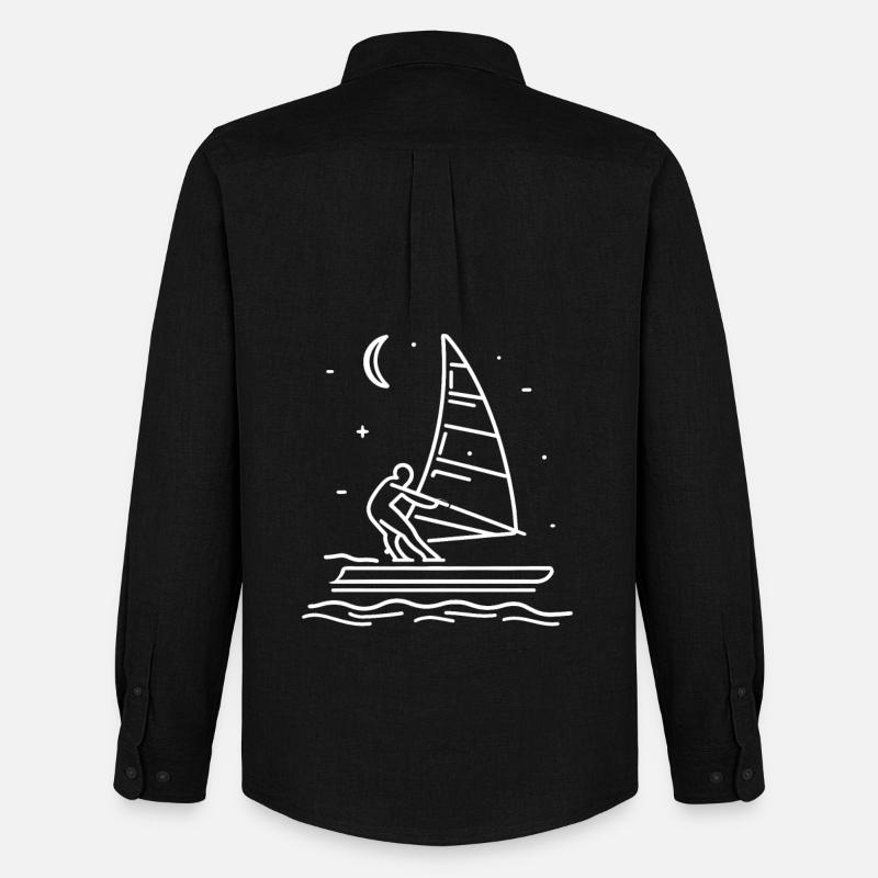 Windsurfer Zeichnung - Männer Oxford Hemd von Stanley/Stella - Schwarz