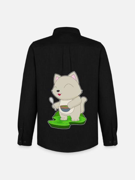 Cat Cooking Bowl Cooking - Men's Oxford Shirt by Stanley/Stella - black