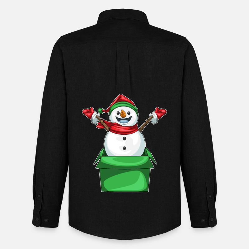 Schneemann Weihnachten Karton - Männer Oxford Hemd von Stanley/Stella - Schwarz