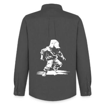 Croquis de breakdance - Chemise Oxford homme Stanley/Stella - charbon - Dos - AI Model Male 185 dark (185cm)