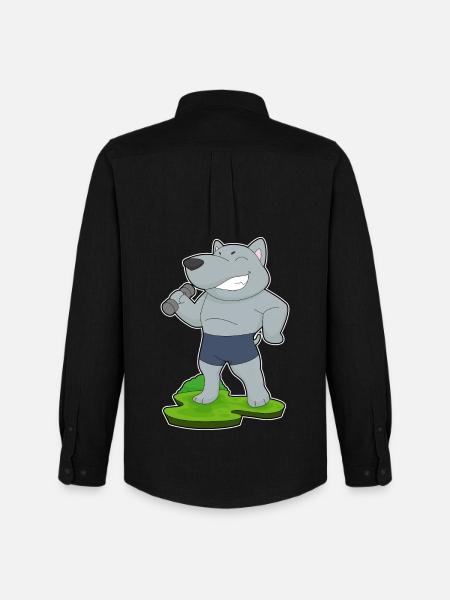 Dog Bodybuilder Dumbbell Bodybuilding - Men's Oxford Shirt by Stanley/Stella - black