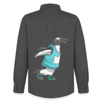 Pinguin Jogger Joggen Sport - Männer Oxford Hemd von Stanley/Stella - Anthrazit - Hinten - AI Model Male 185 dark (185cm)