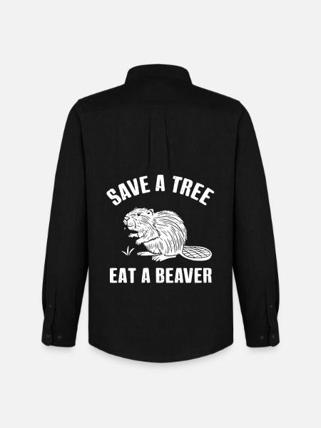 Save A Tree Biber Spruch - Männer Oxford Hemd von Stanley/Stella - Schwarz