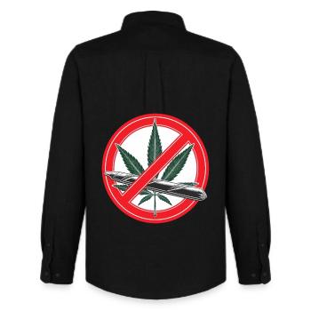 Panneau d’interdiction de la marijuana au cannabis - Chemise Oxford homme Stanley/Stella - noir - Dos - AI Model Male 185 dark (185cm)