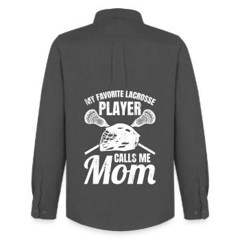 Lacrosse Mom - Men's Oxford Shirt by Stanley/Stella - anthracite - Back - AI Model Male 185 dark (185cm)