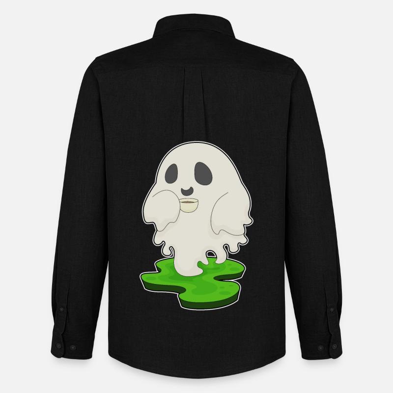 Geist Halloween Kaffee - Männer Oxford Hemd von Stanley/Stella - Schwarz
