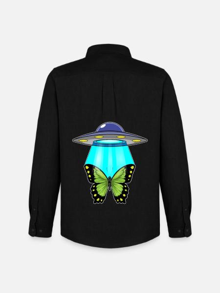 Butterfly, Spaceship, Space - Men's Oxford Shirt by Stanley/Stella - black