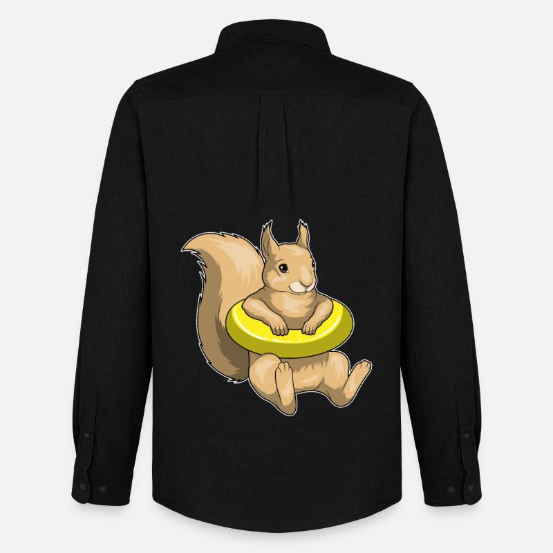Eichhörnchen Schwimmen Schwimmring - Männer Oxford Hemd von Stanley/Stella - Schwarz