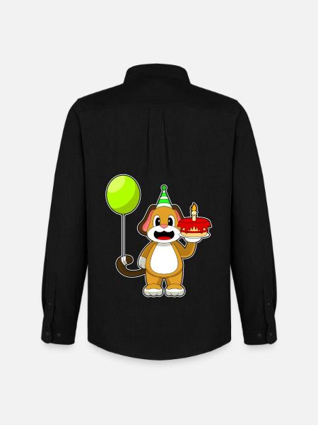 Dog Birthday Cake - Men's Oxford Shirt by Stanley/Stella - black