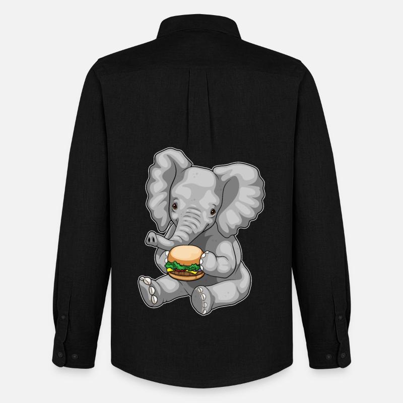 Elefant Cheeseburger - Männer Oxford Hemd von Stanley/Stella - Schwarz