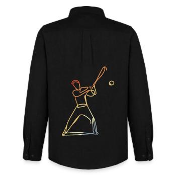 Vintage Baseball Player - Men's Oxford Shirt by Stanley/Stella - black - Back - AI Model Male 185 dark (185cm)