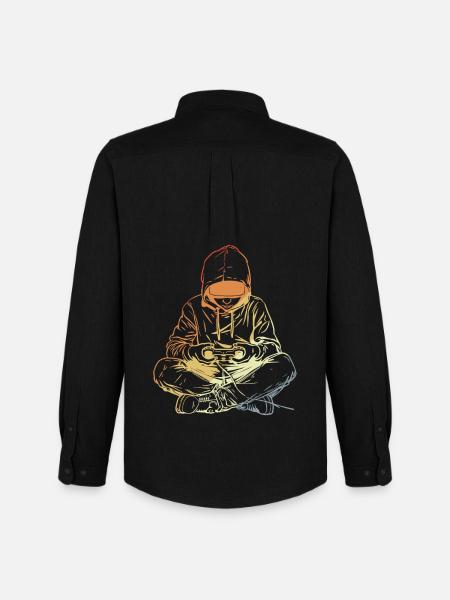 Gamer Drawing Retro Look - Men's Oxford Shirt by Stanley/Stella - black