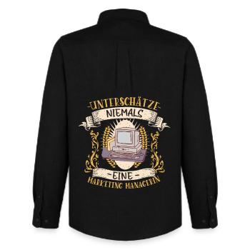 Marketing Managerin Geschenk Strategie Lustig - Männer Oxford Hemd von Stanley/Stella - Schwarz - Hinten - AI Model Male 185 dark (185cm)