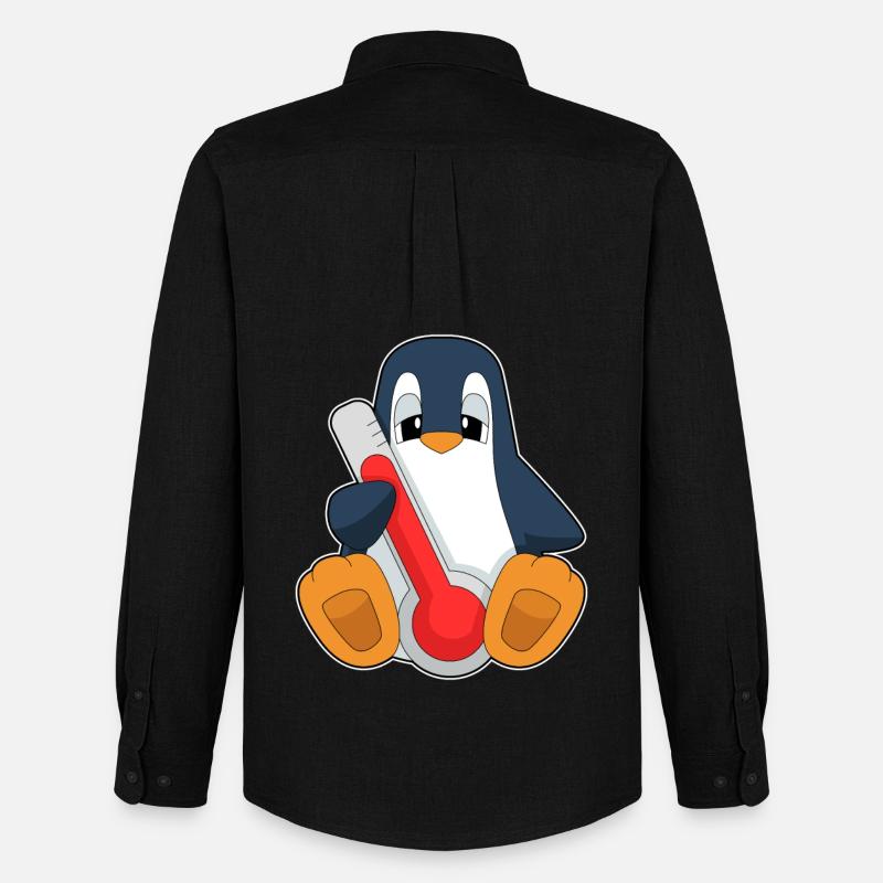 Pinguin Fieberthermometer - Männer Oxford Hemd von Stanley/Stella - Schwarz