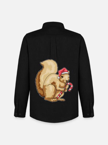 Squirrel Christmas candy cane - Men's Oxford Shirt by Stanley/Stella - black