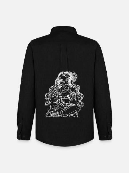 Gaming Girl Drawing - Men's Oxford Shirt by Stanley/Stella - black