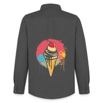 Eiswaffel Graffiti - Männer Oxford Hemd von Stanley/Stella - Anthrazit - Hinten - AI Model Male 185 dark (185cm)