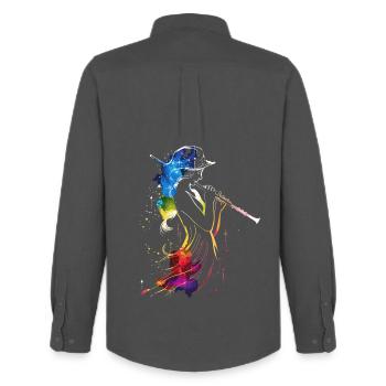 Joueur de flûte Retrowave - Chemise Oxford homme Stanley/Stella - charbon - Dos - AI Model Male 185 dark (185cm)
