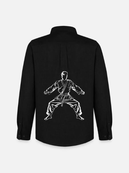 Karate Boy Drawing - Men's Oxford Shirt by Stanley/Stella - black