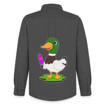 Ente Sprayer Sprühdose - Männer Oxford Hemd von Stanley/Stella - Anthrazit - Hinten - AI Model Male 185 dark (185cm)