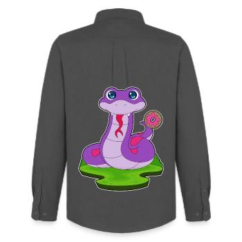 Snake Donut - Men's Oxford Shirt by Stanley/Stella - anthracite - Back - AI Model Male 185 dark (185cm)