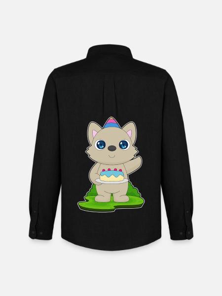 Cat Birthday Cake - Men's Oxford Shirt by Stanley/Stella - black
