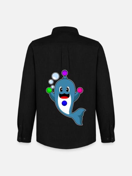 Dolphin juggler juggling - Men's Oxford Shirt by Stanley/Stella - black