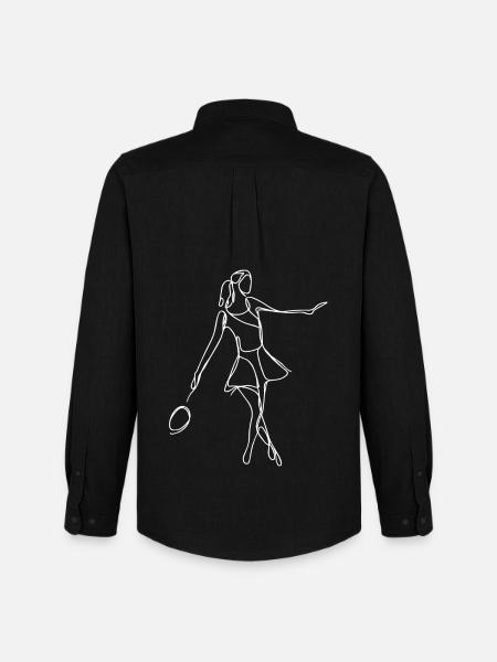 Badminton Girl Drawing - Men's Oxford Shirt by Stanley/Stella - black
