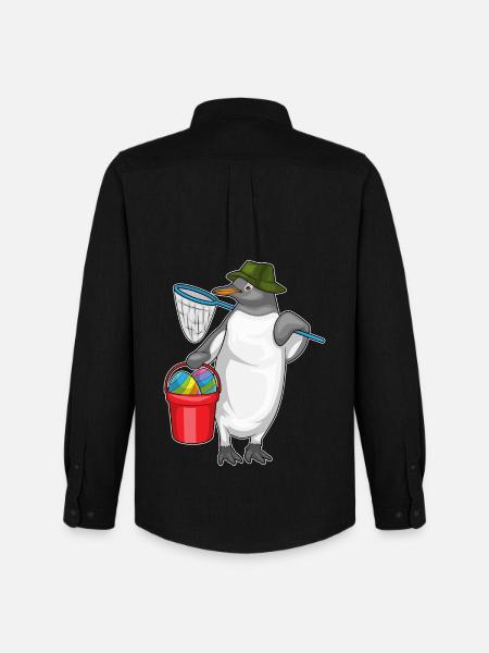 Penguin Easter Fishing - Men's Oxford Shirt by Stanley/Stella - black