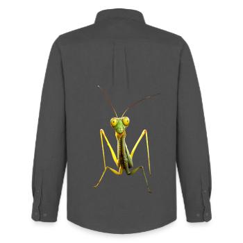 Gottesanbeterin Praying Mantis Liebe Fangschrecken - Männer Oxford Hemd von Stanley/Stella - Anthrazit - Hinten - AI Model Male 185 dark (185cm)