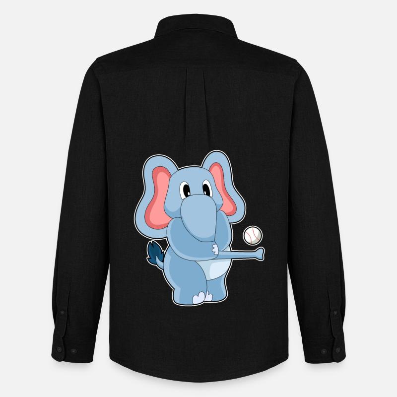 Elefant Baseball  - Männer Oxford Hemd von Stanley/Stella - Schwarz