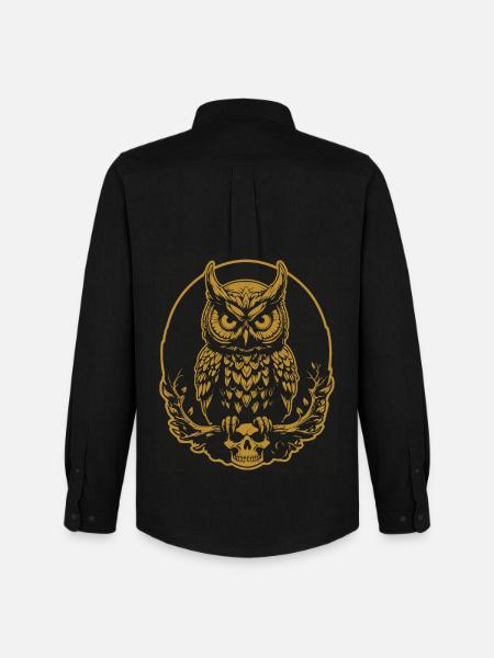 Mystic Owl Sitting on a Skull - Men's Oxford Shirt by Stanley/Stella - black