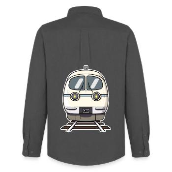 Train Cartoon Style - Men's Oxford Shirt by Stanley/Stella - anthracite - Back - AI Model Male 185 dark (185cm)