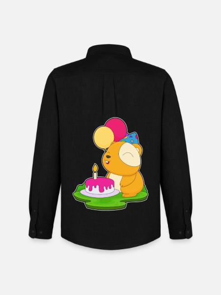 Hamster Birthday Cake - Men's Oxford Shirt by Stanley/Stella - black
