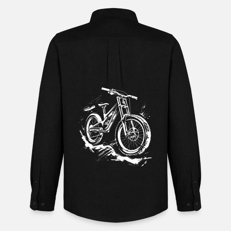 Mountainbiker Zeichnung - Männer Oxford Hemd von Stanley/Stella - Schwarz