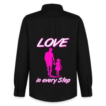 Love in Every Step Father Daughter Pink Silhouette - Men's Oxford Shirt by Stanley/Stella - black - Back - AI Model Male 185 dark (185cm)