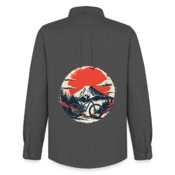 Mountain bikers - Men's Oxford Shirt by Stanley/Stella - anthracite - Back - AI Model Male 185 dark (185cm)