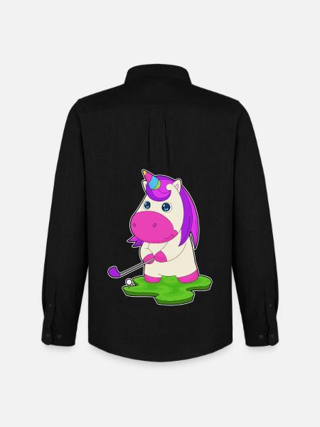 Einhorn Golf Golfschläger - Männer Oxford Hemd von Stanley/Stella - Schwarz