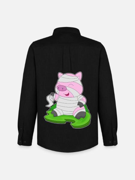Pig Halloween Mummy - Men's Oxford Shirt by Stanley/Stella - black