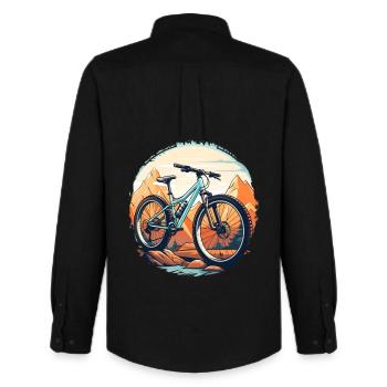VTT Croquis Vintage - Chemise Oxford homme Stanley/Stella - noir - Dos - AI Model Male 185 dark (185cm)