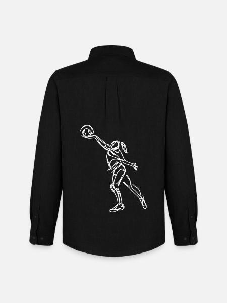 Female Volleyball Player Sketch - Men's Oxford Shirt by Stanley/Stella - black