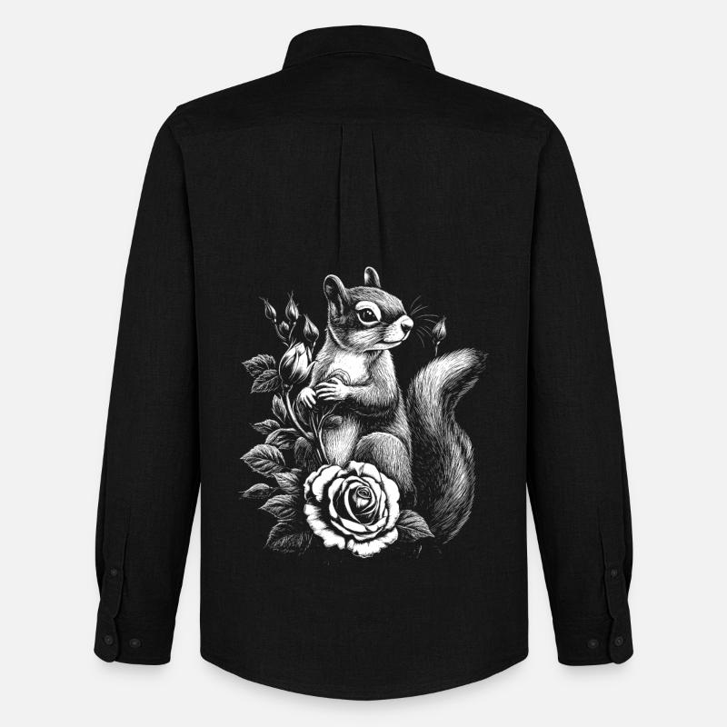 Eichhörnchen Rose Blumen Ästhetik Hörnchen - Männer Oxford Hemd von Stanley/Stella - Schwarz
