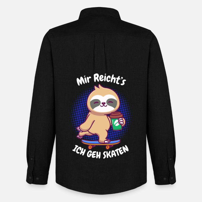 Kaffee Sloth Skateboard - Männer Oxford Hemd von Stanley/Stella - Schwarz