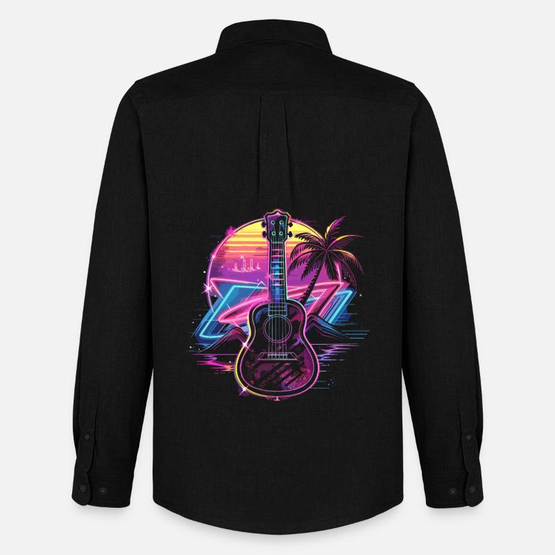 Ukulele Retrowave - Männer Oxford Hemd von Stanley/Stella - Schwarz