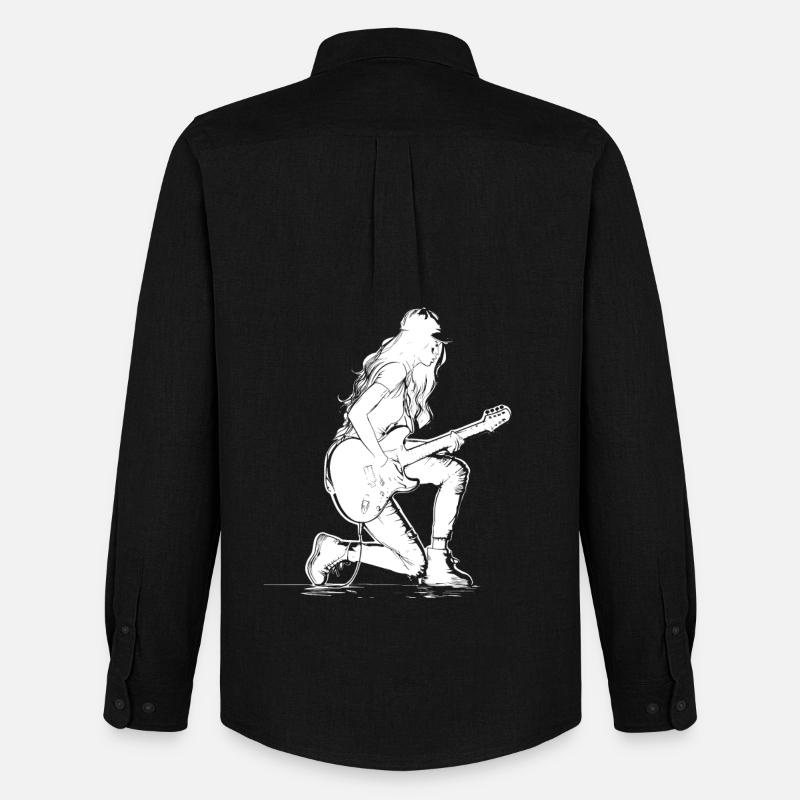 Gitarrenmädchen - Männer Oxford Hemd von Stanley/Stella - Schwarz