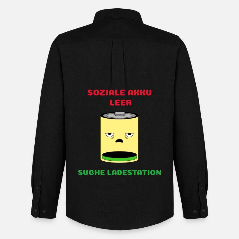 Soziale Akku Leer, Suche Ladestation - Männer Oxford Hemd von Stanley/Stella - Schwarz