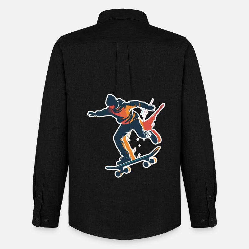 Skateboarder Grafik - Männer Oxford Hemd von Stanley/Stella - Schwarz