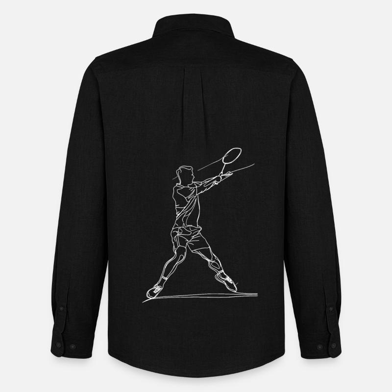 Badminton Junge Line Art - Männer Oxford Hemd von Stanley/Stella - Schwarz
