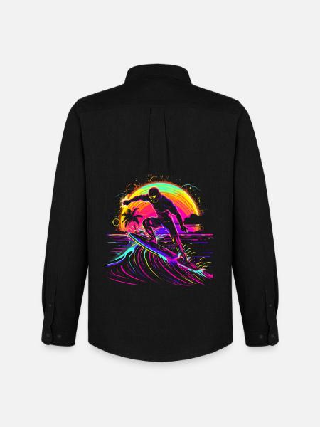 Surfer Vaporwave - Männer Oxford Hemd von Stanley/Stella - Schwarz